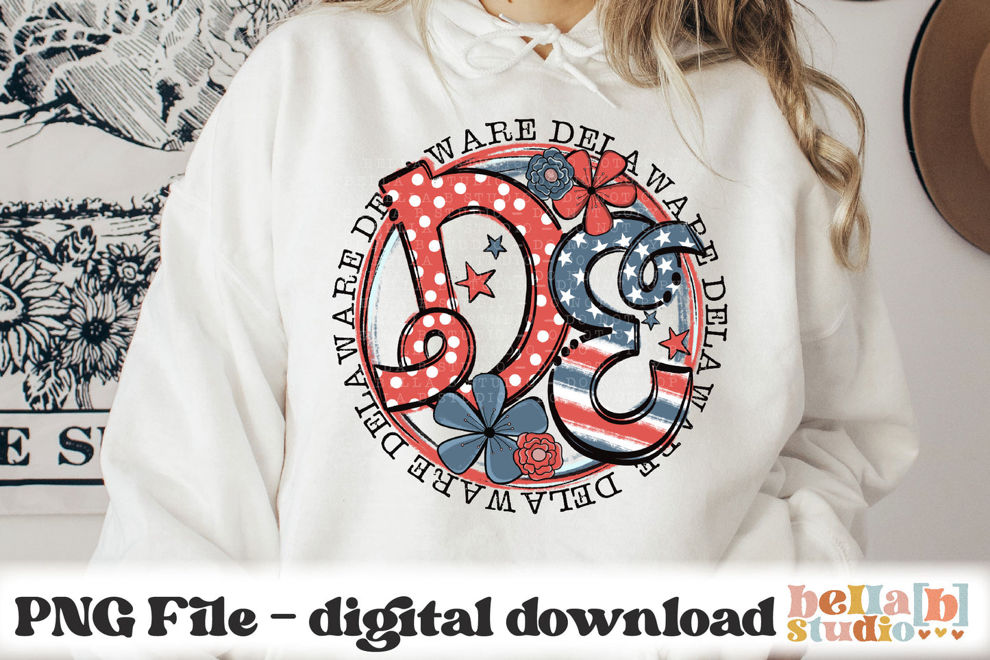 Delaware Retro Flowers PNG Design