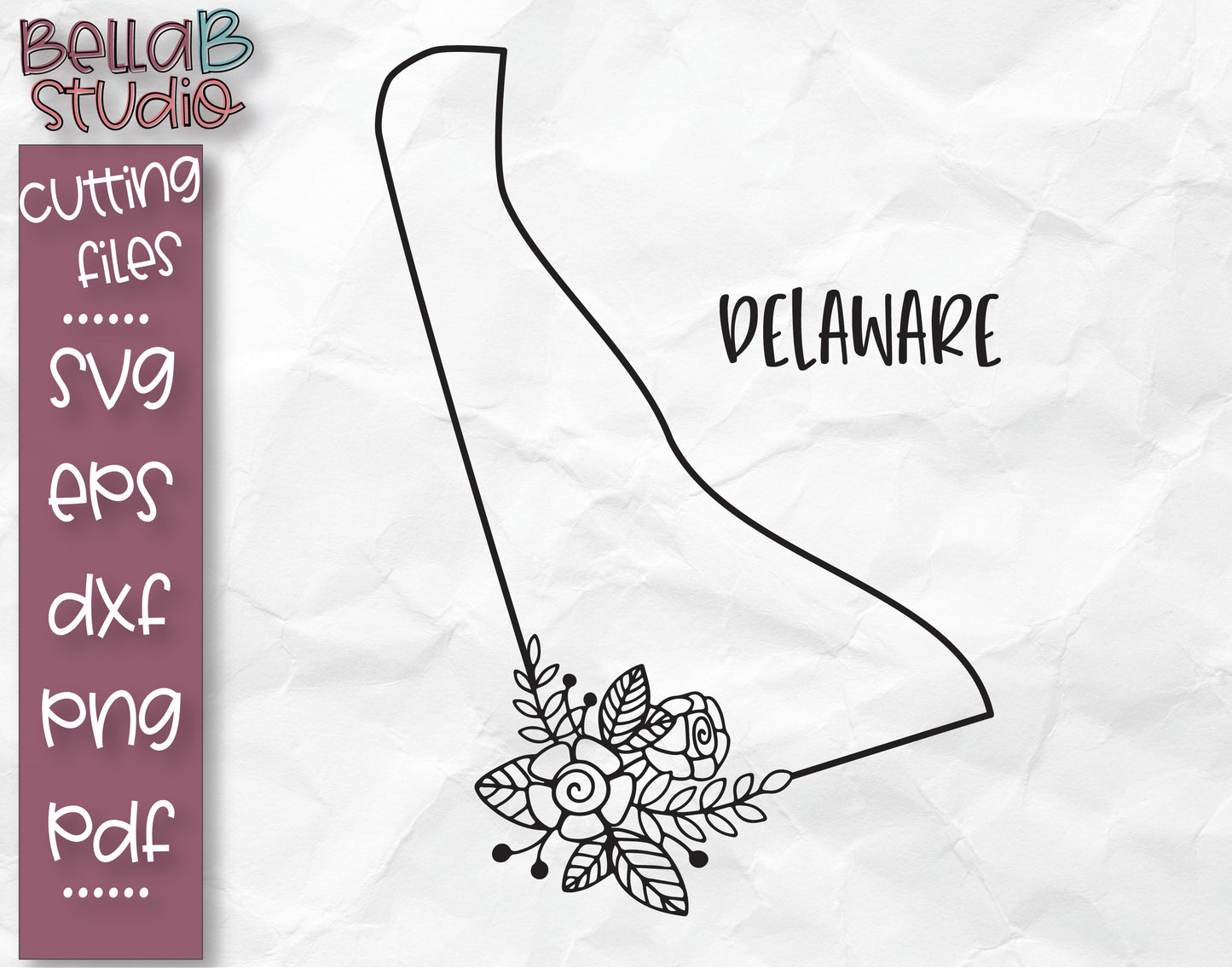 Floral Delaware Map SVG File