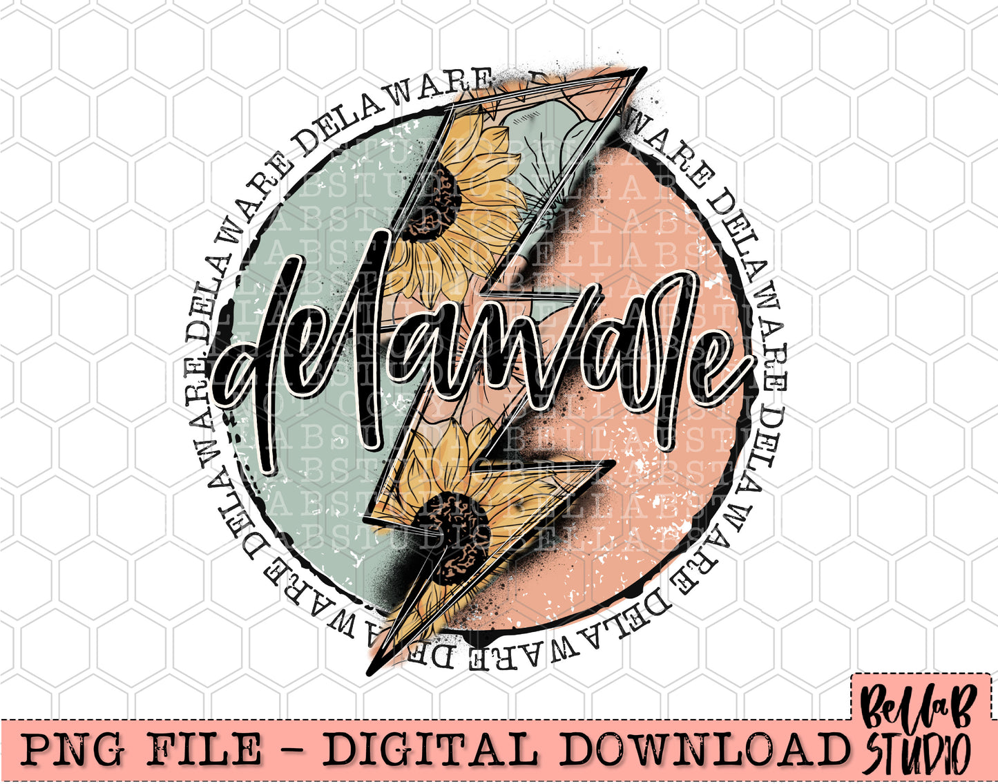 DELAWARE Sunflower Bolt PNG Design