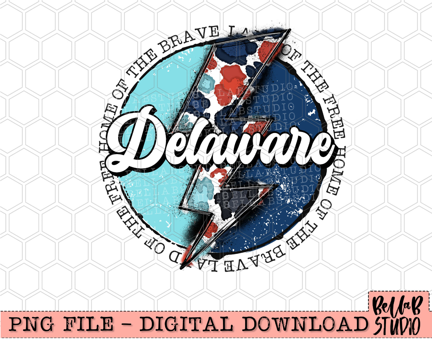 DELAWARE Patriotic Bolt PNG Design