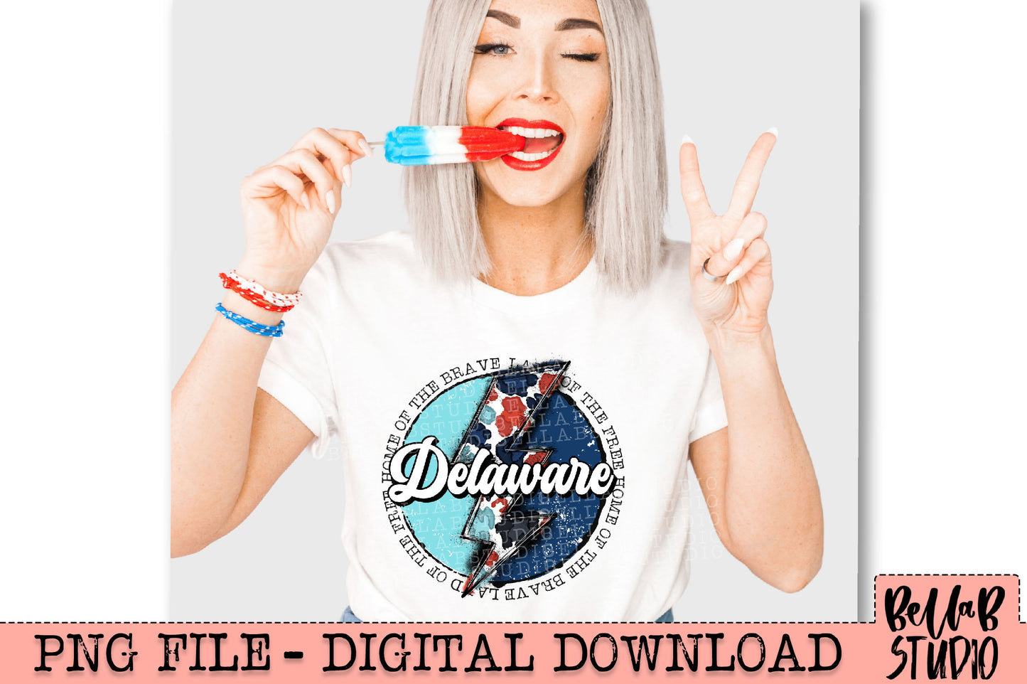 DELAWARE Patriotic Bolt PNG Design