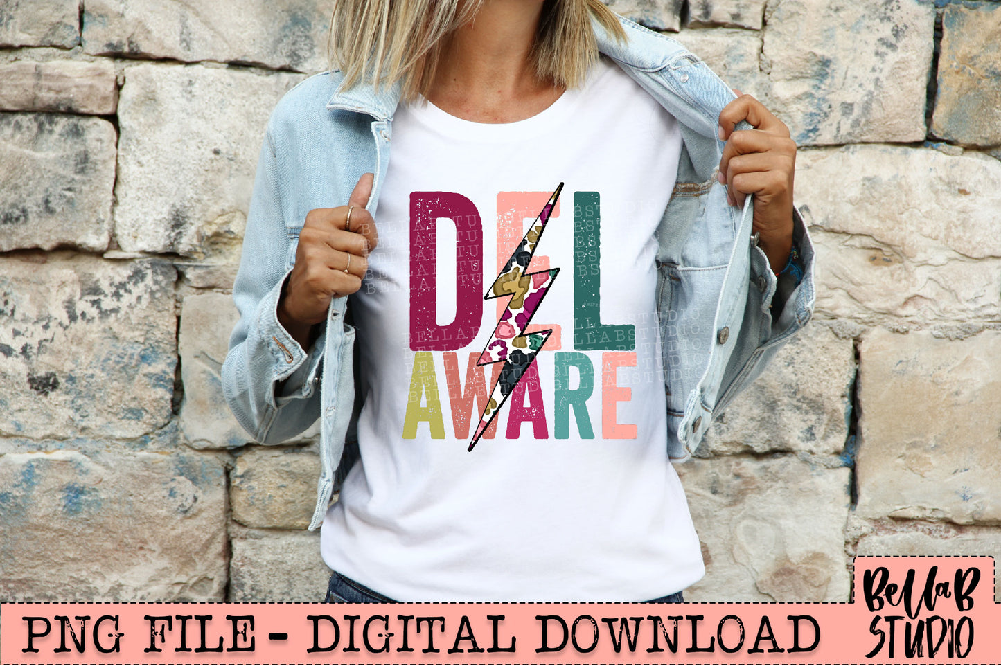 DELAWARE Bright Leopard Bolt Sublimation Design
