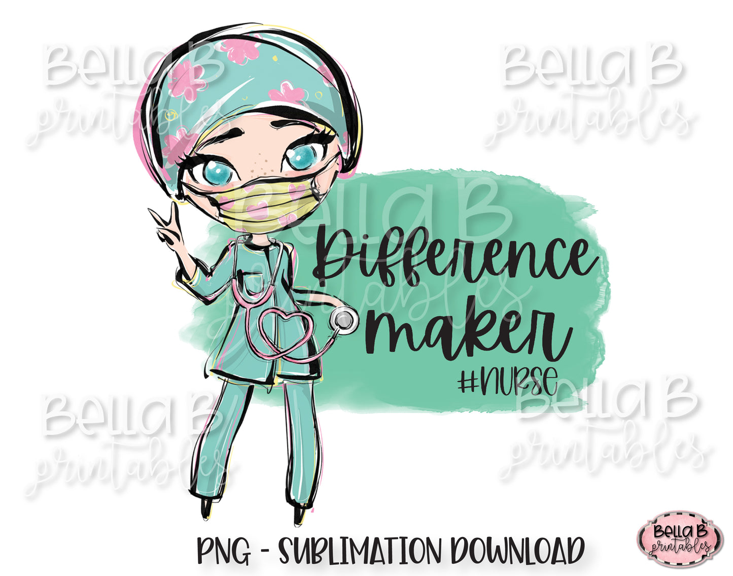 Registered Nurse Sublimation Design, Difference Maker