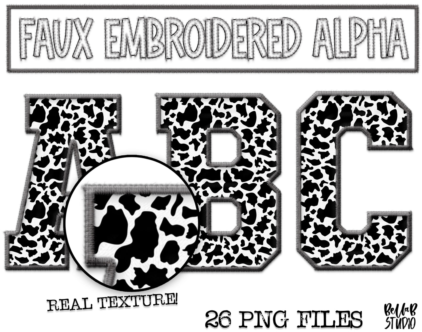 Faux Embroidered Alphabet Set - COWPRINT