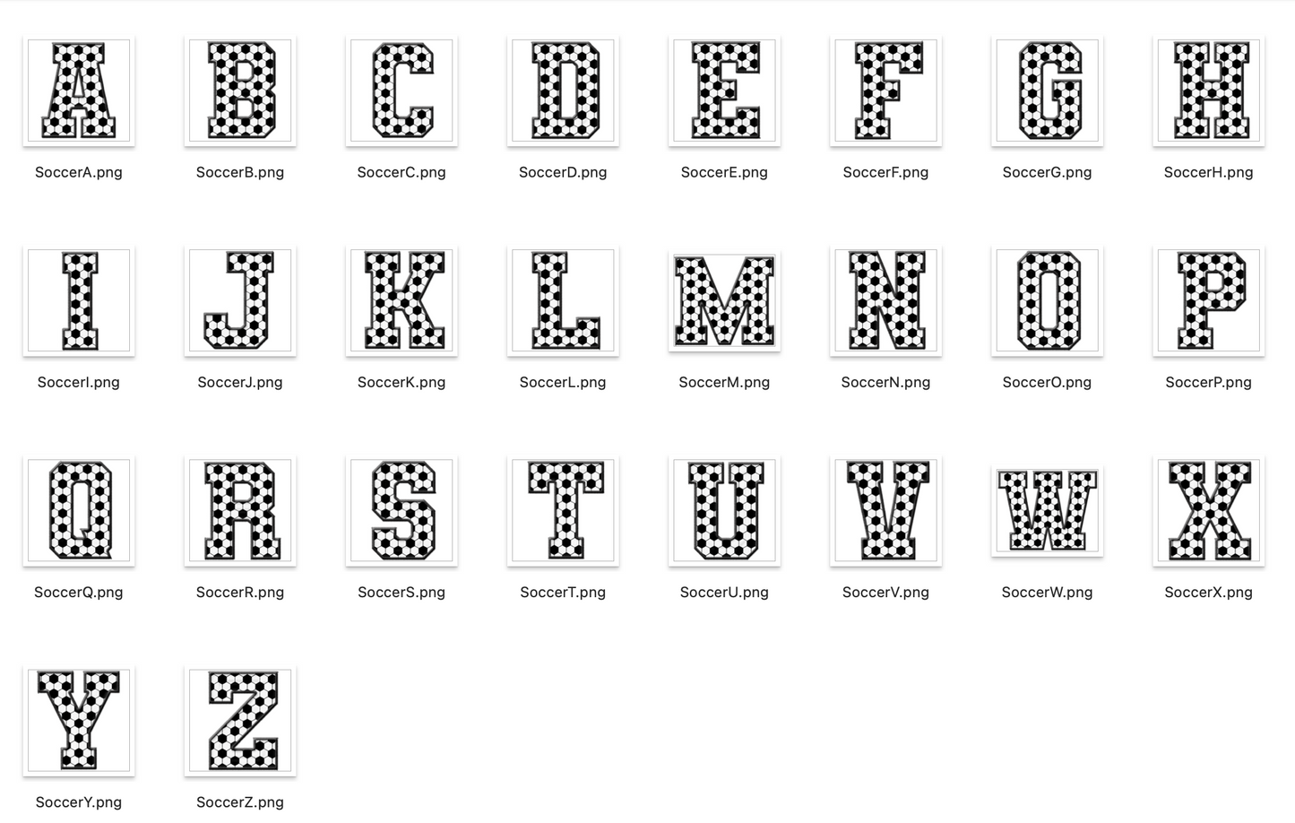 Faux Embroidered Alphabet Set - SOCCER