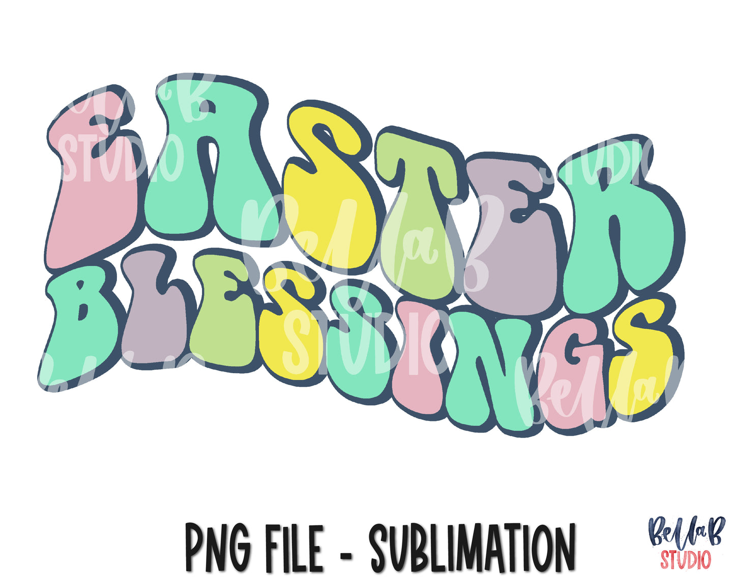 Retro Easter Blessings Sublimation Design