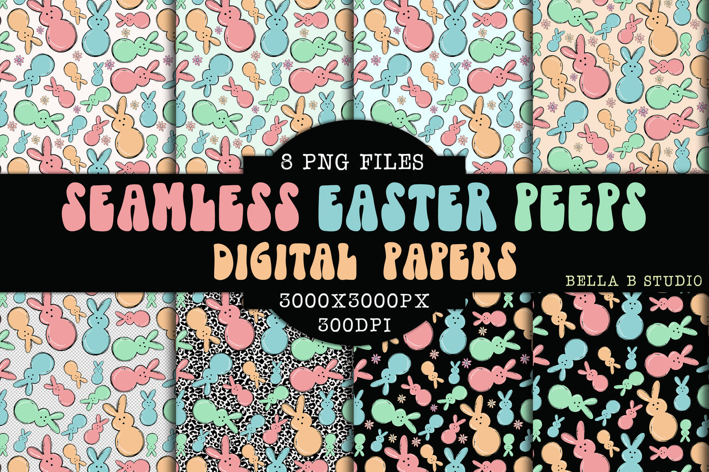 Easter Bunny Peeps Seamless Digital Papers