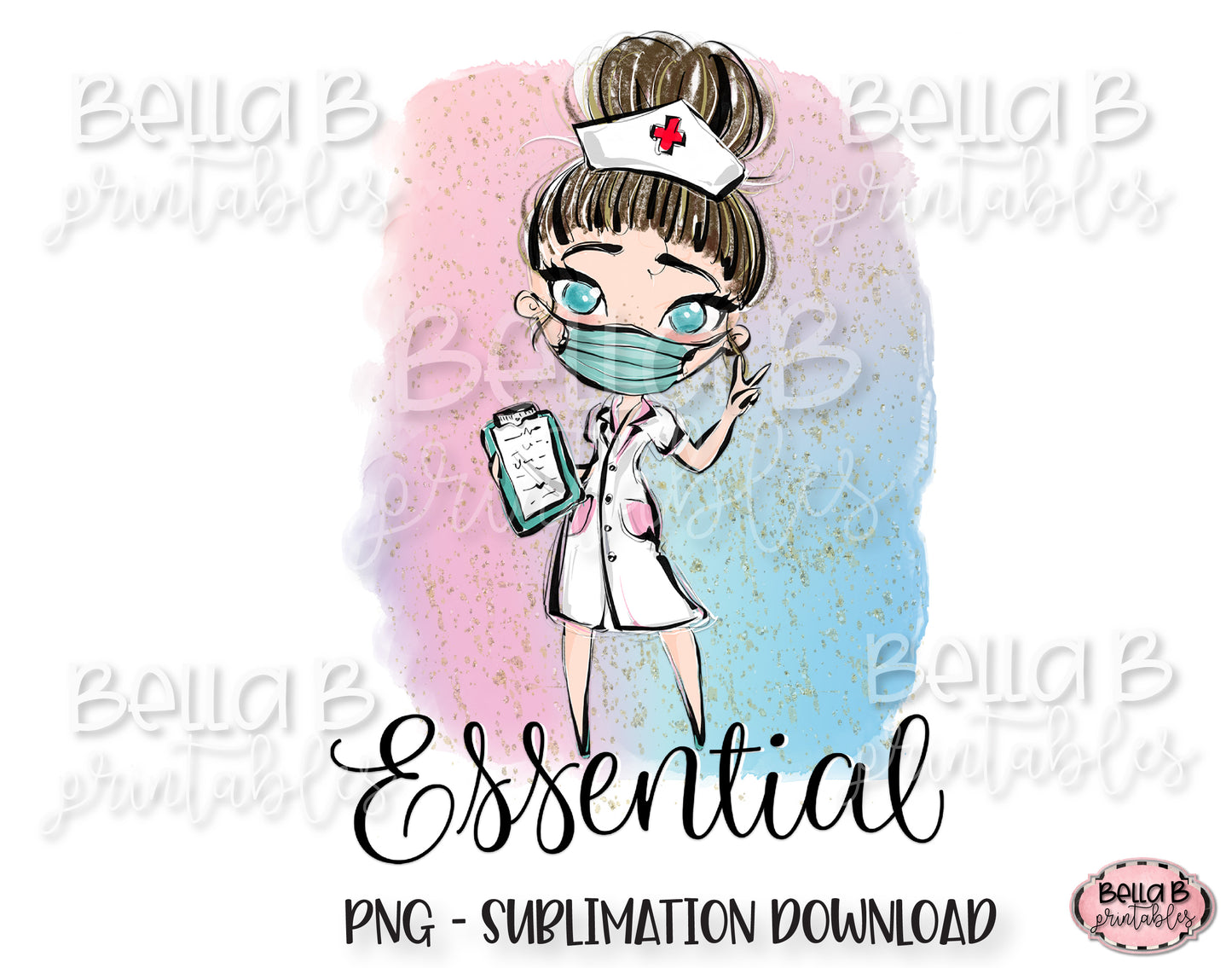 Nurse Essential Worker Sublimation Design, Essential Employee