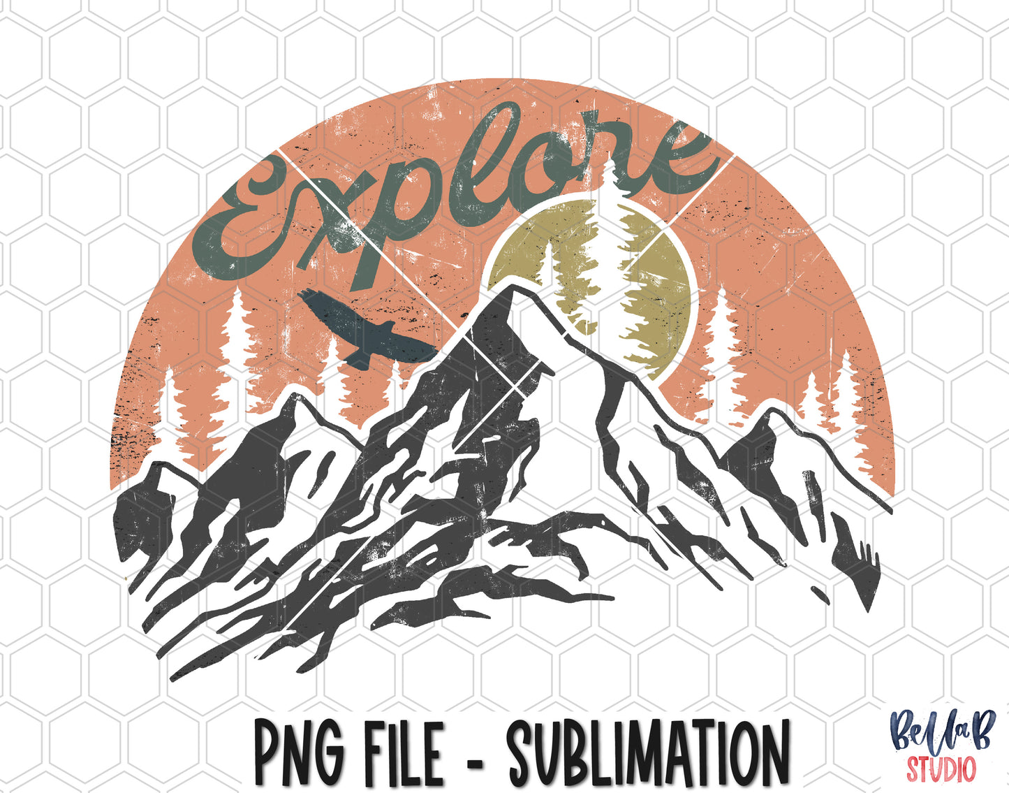 Explore - Vintage Mountains Sublimation Design