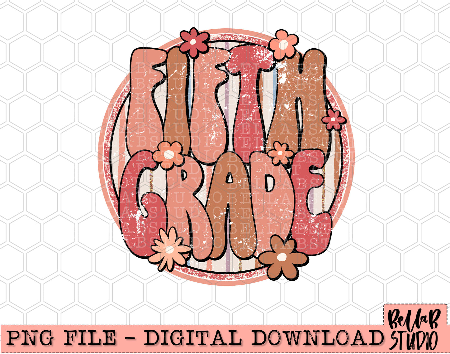 Boho Retro Fifth Grade PNG Design