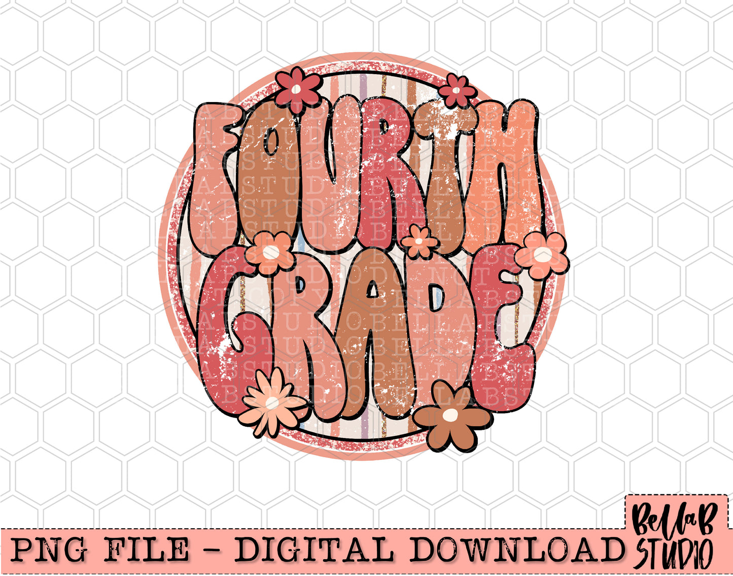 Boho Retro Fourth Grade PNG Design