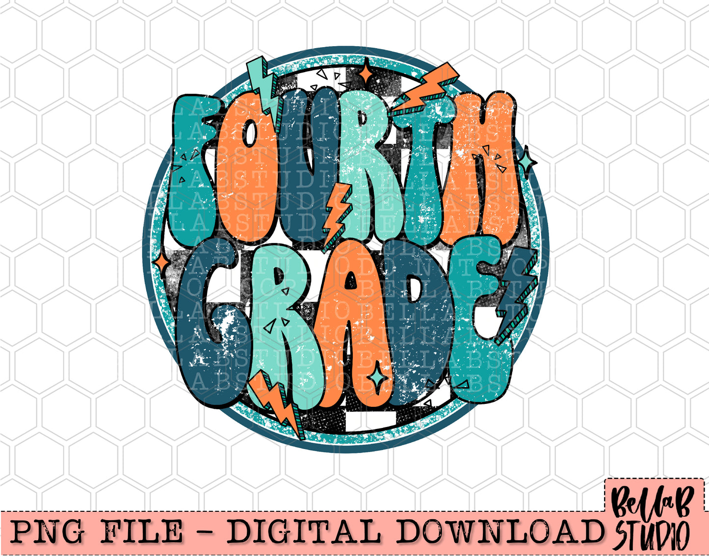 Retro Bolts Fourth Grade PNG Design