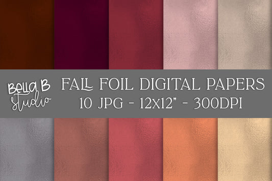 Fall Metallic Foil Digital Papers