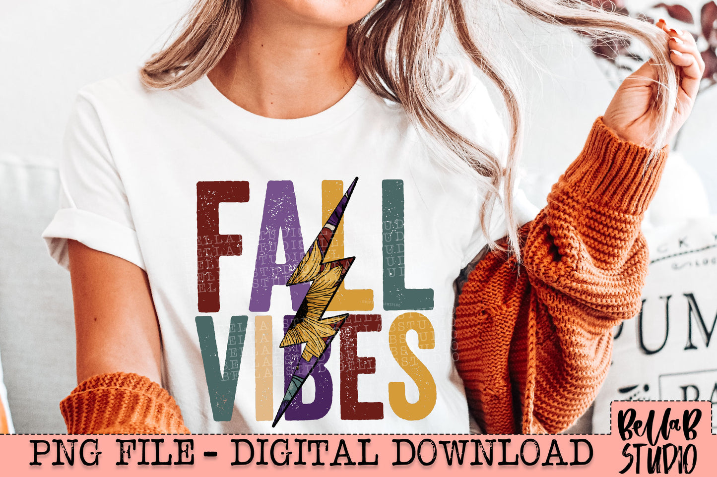 Fall Vibes Sunflower Lightning Bolt PNG Design