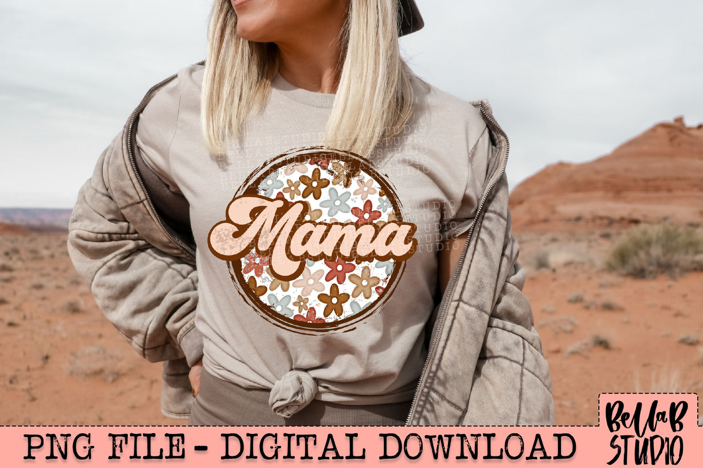 Boho Floral Mama Sublimation Design