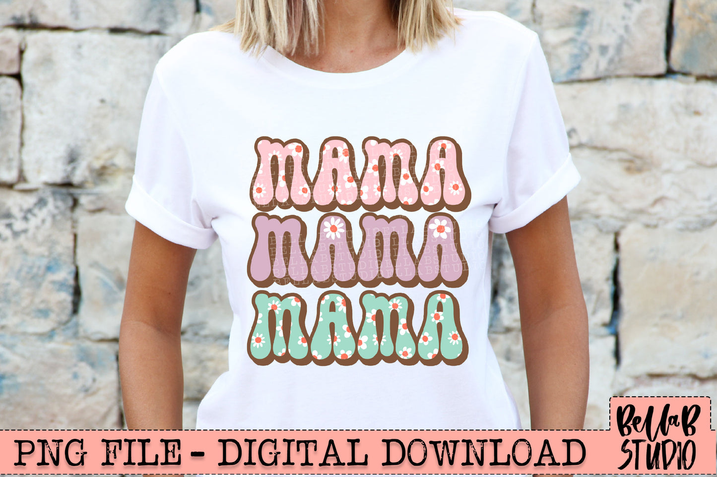 Floral Spring Retro Mama PNG Sublimation Design