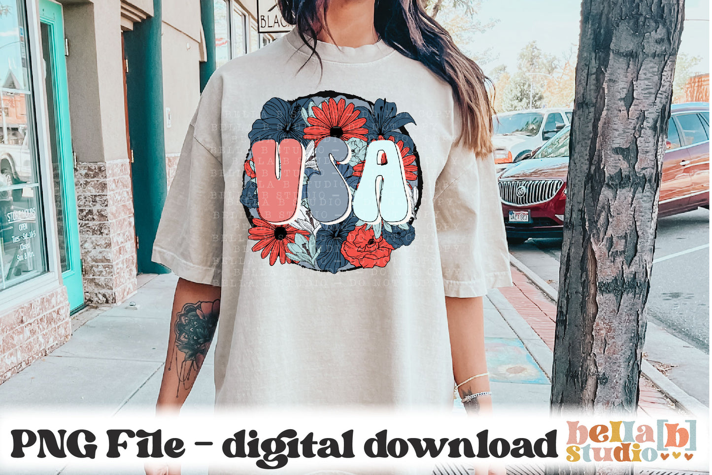 USA Retro Neutral Florals PNG Design