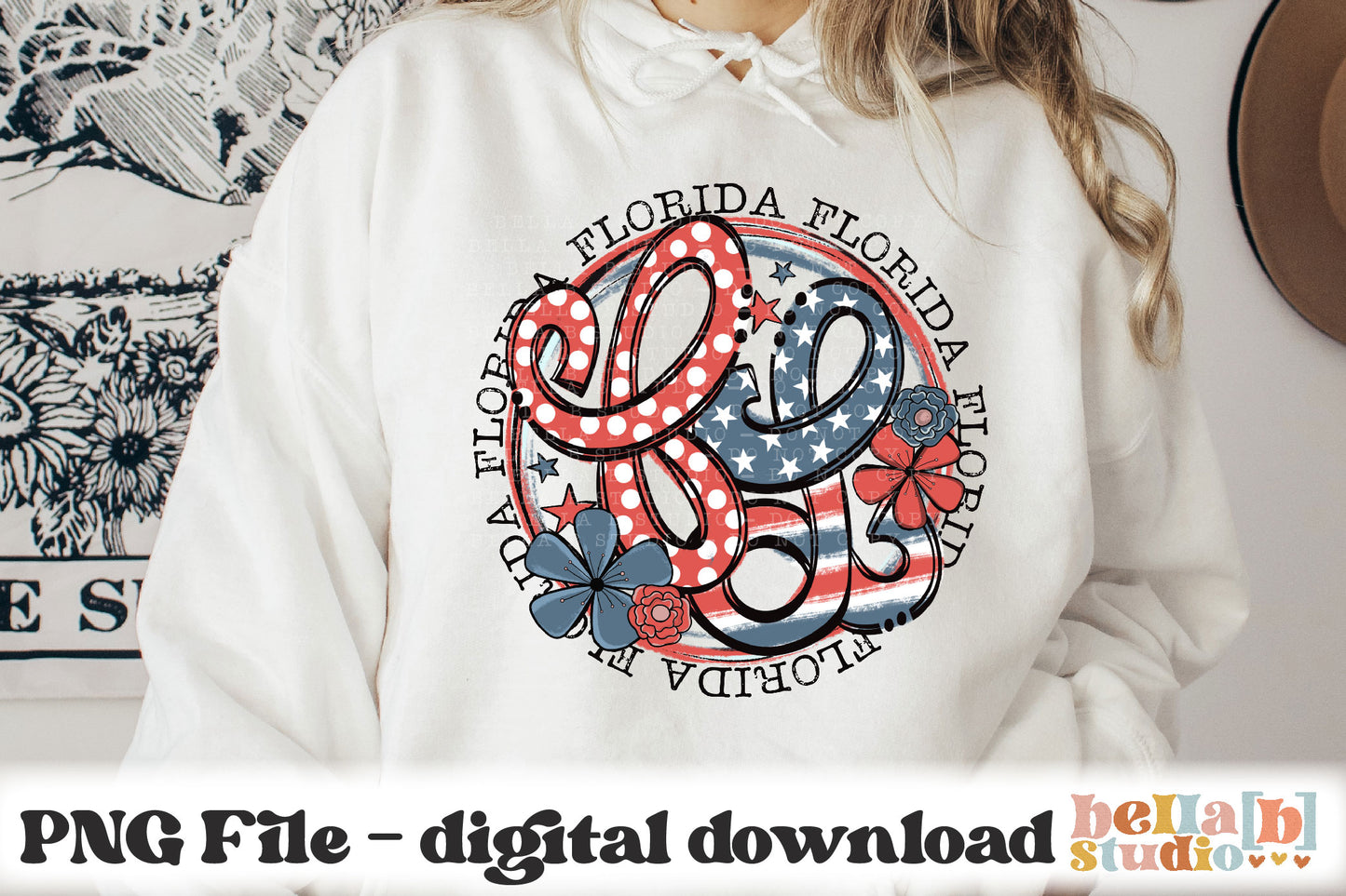 Florida Retro Flowers PNG Design