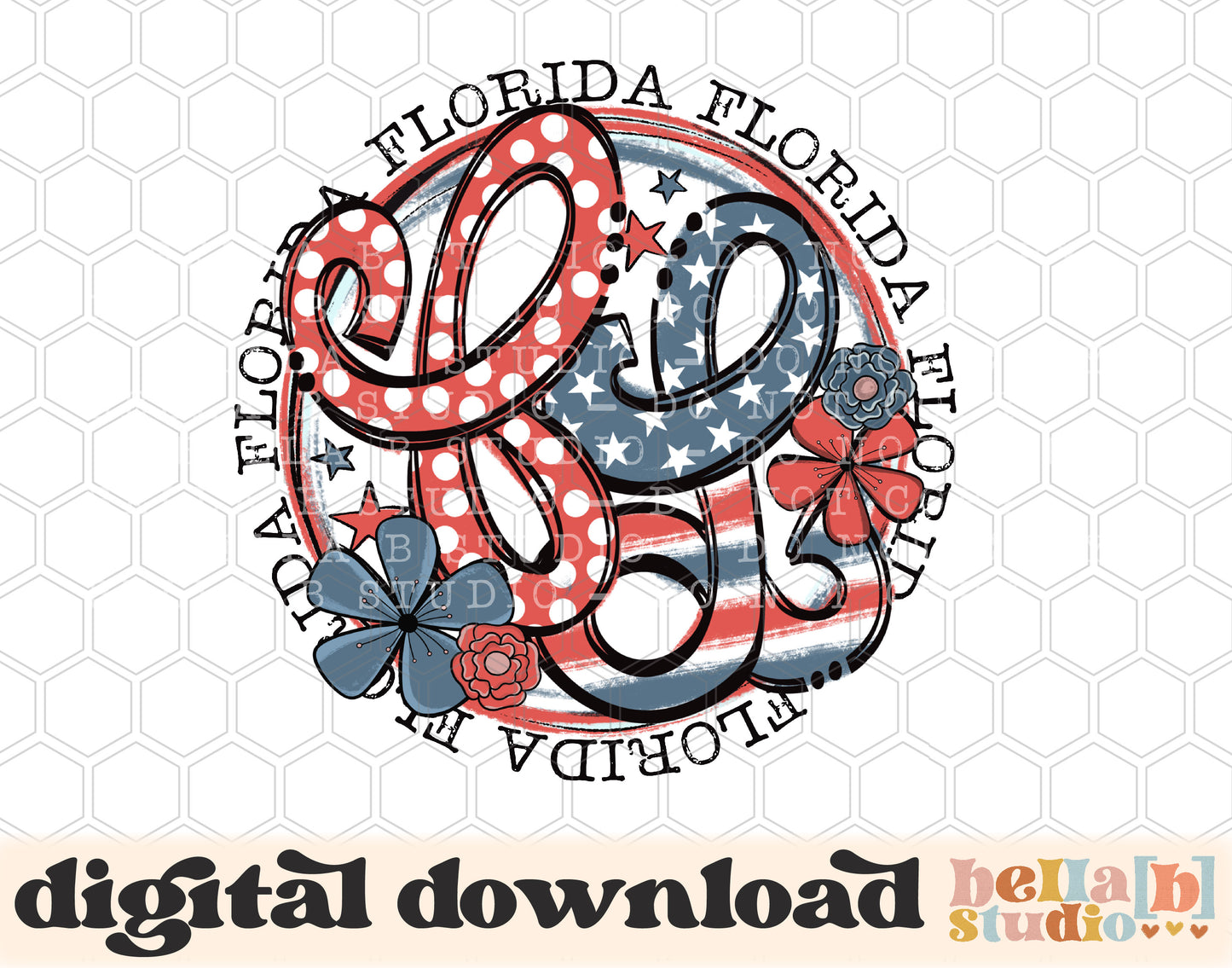 Florida Retro Flowers PNG Design