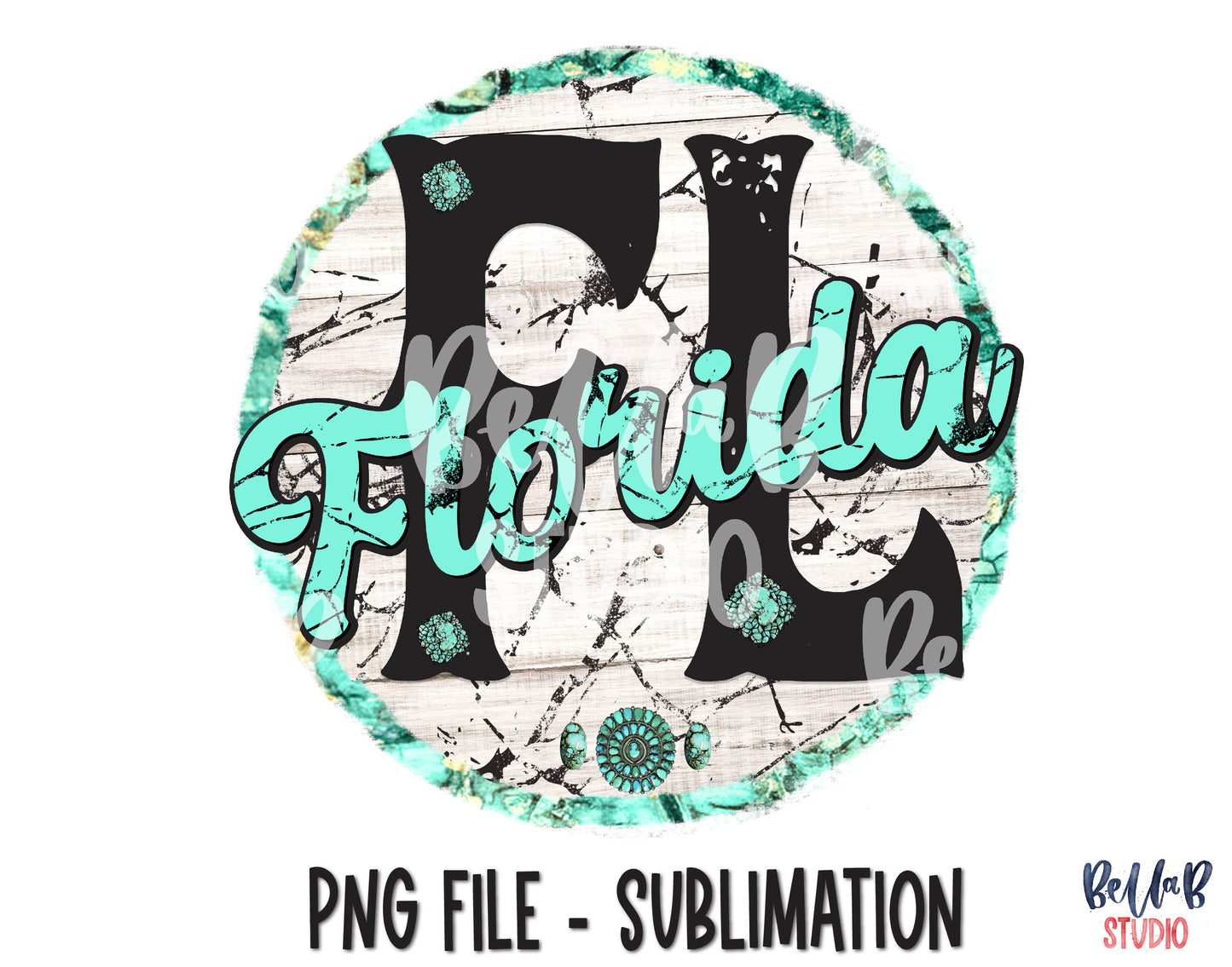 Florida Turquoise Sublimation Design