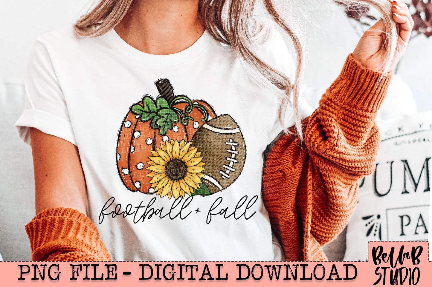 Football + Fall Sunflower Pumpkins PNG Design