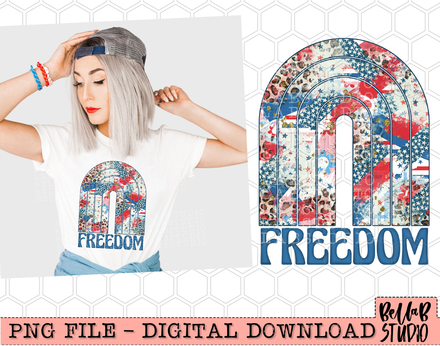 Freedom Retro Rainbow PNG Design