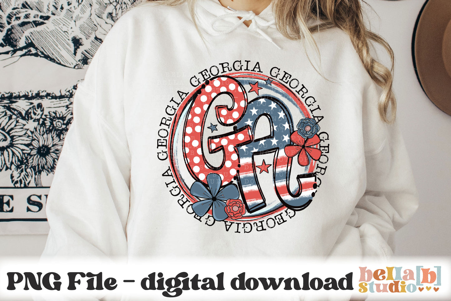 Georgia Retro Flowers PNG Design