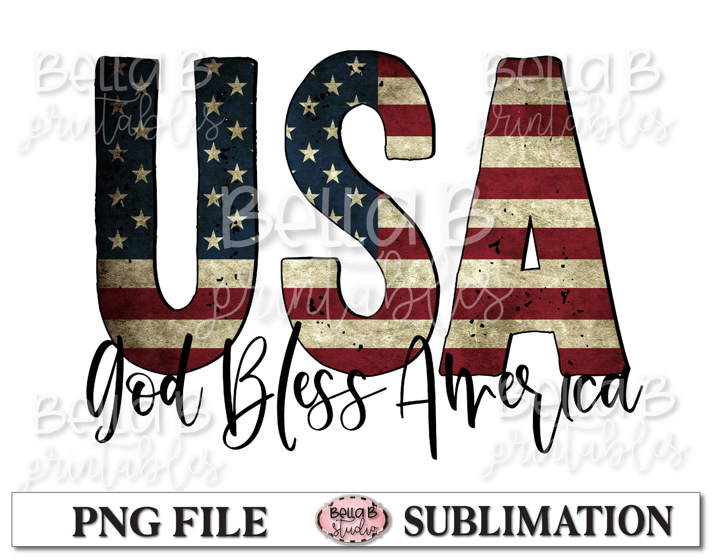 God Bless America Sublimation Design