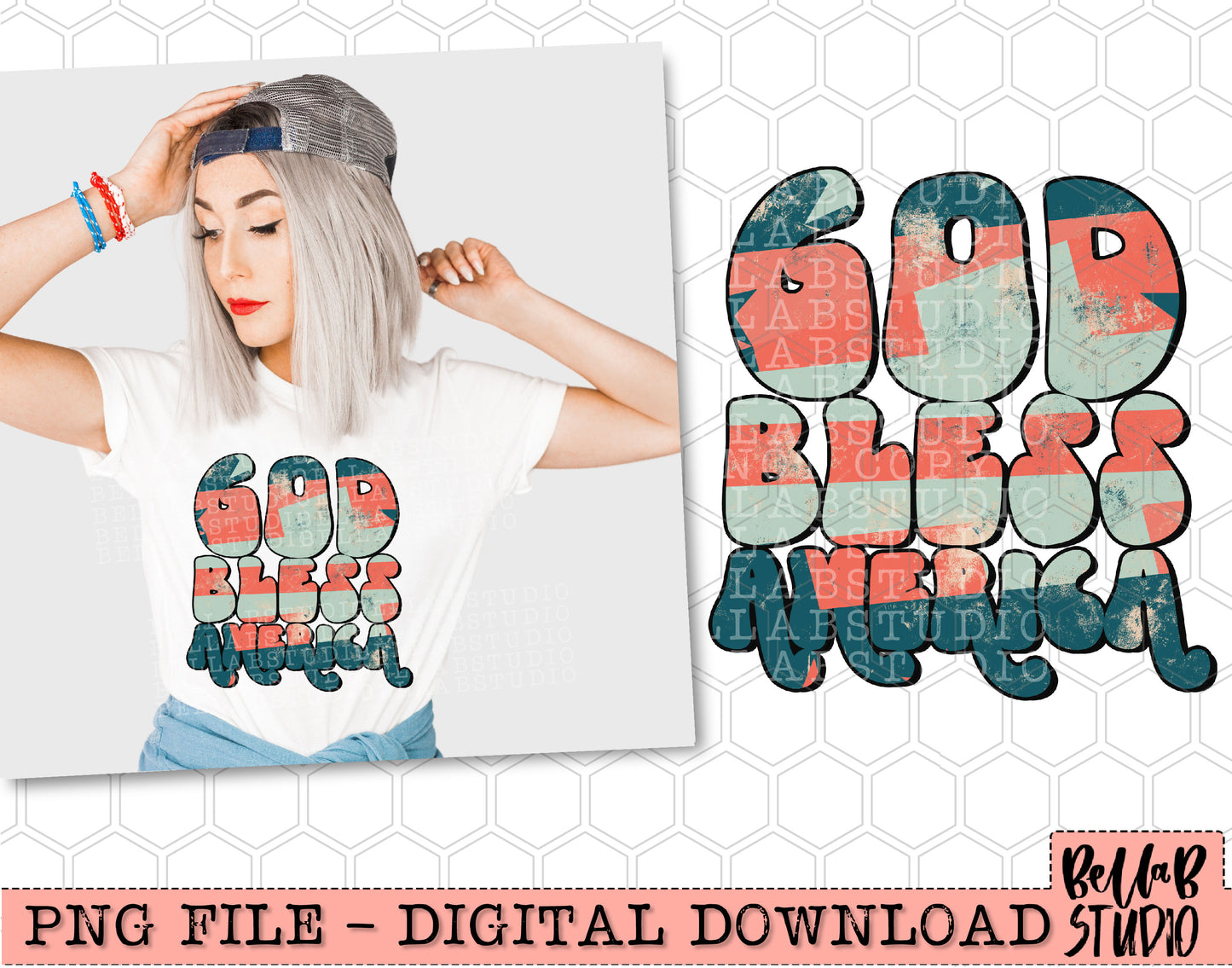 God Bless America Retro PNG Design