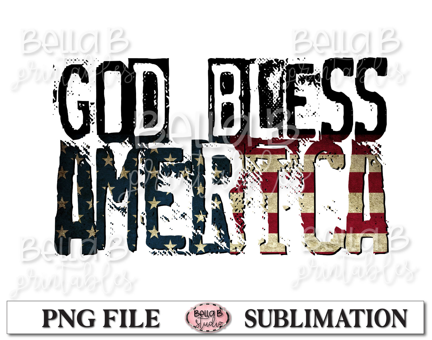 God Bless America Sublimation Design