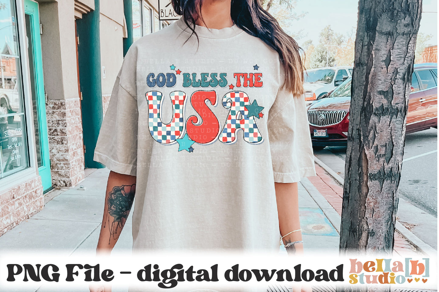 God Bless The USA Retro Neutral PNG Design