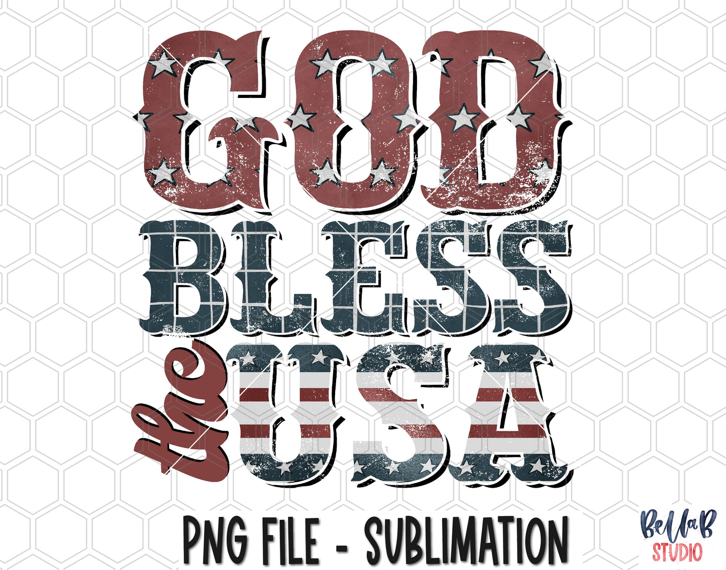 God Bless The USA Sublimation Design