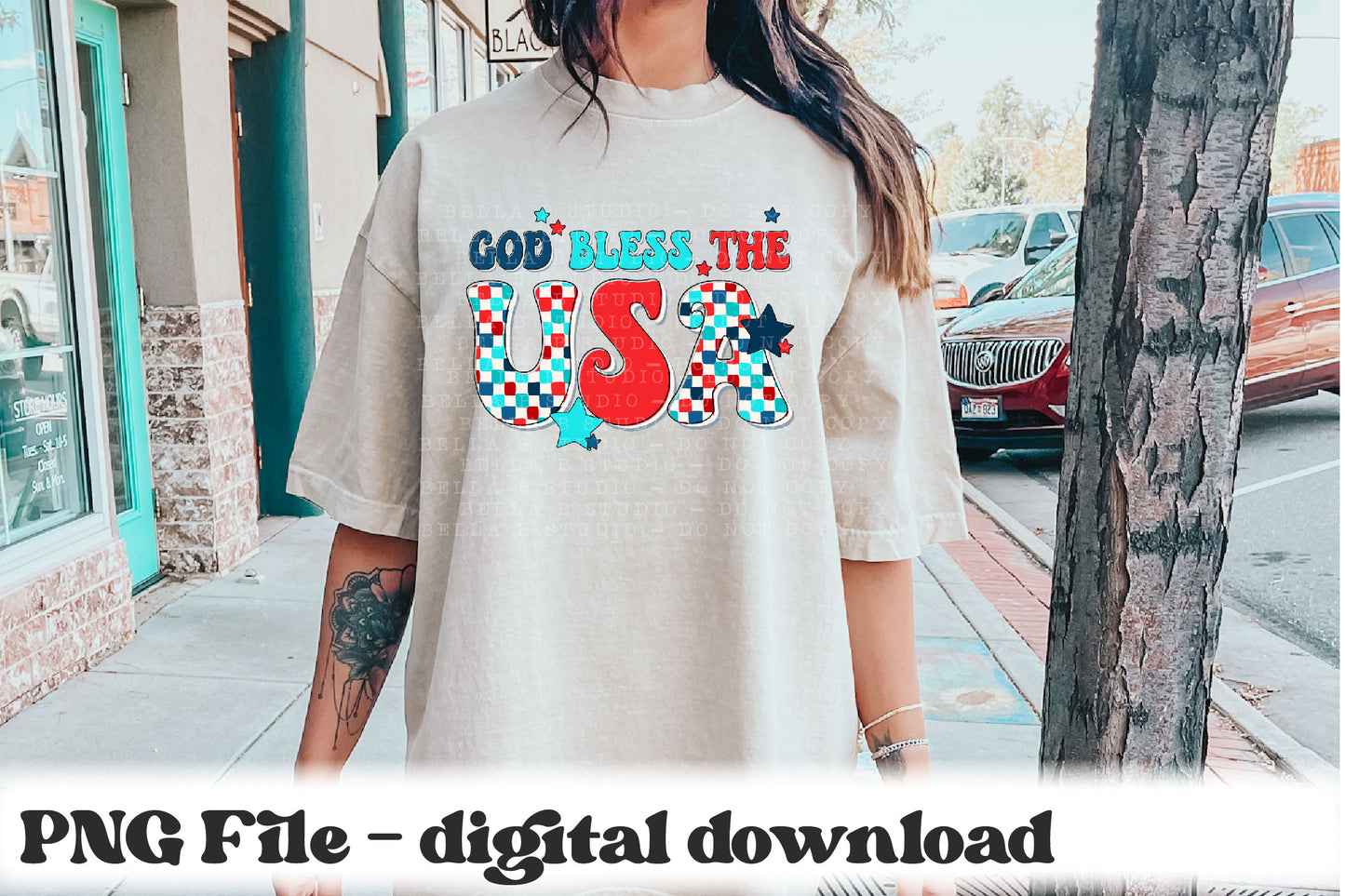 God Bless The USA Retro Bright PNG Design