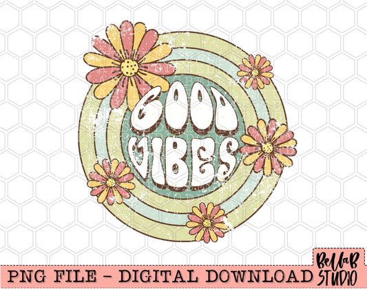 Good Vibes Retro PNG Design