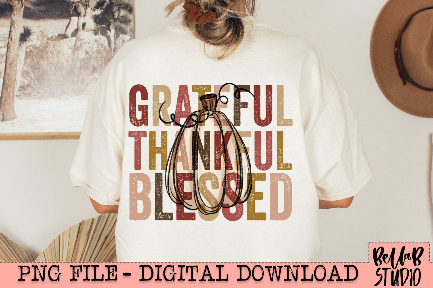 Grateful Thankful Blessed PNG Design