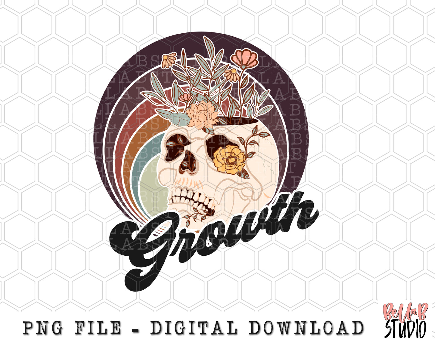 Growth Floral Skull PNG Sublimation Design
