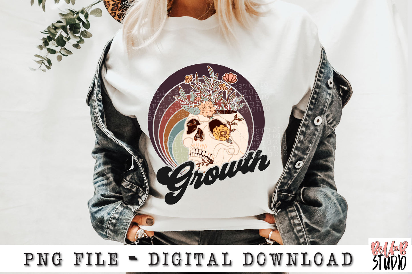 Growth Floral Skull PNG Sublimation Design