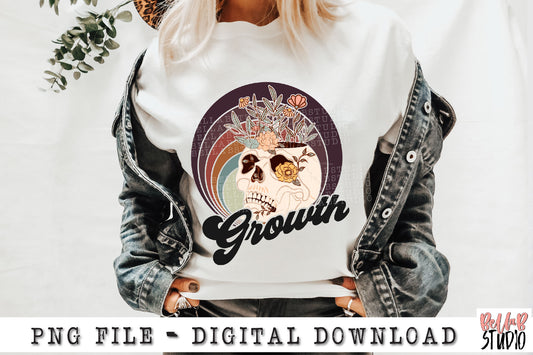 Growth Floral Skull PNG Sublimation Design