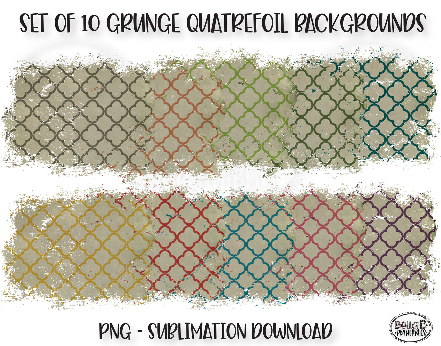 Dirty Grunge Quatrefoil Sublimation Background Bundle, Backsplash