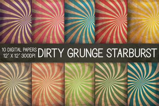 Dirty Grunge Starburst Digital Papers, Grunge Texture Paper