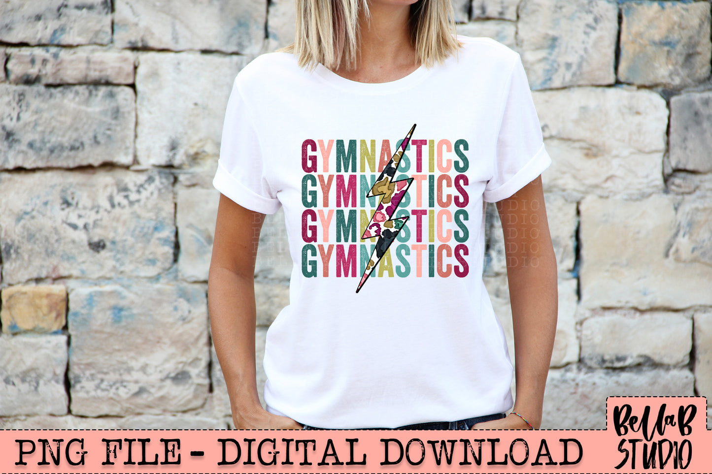 GYMNASTICS Bright Leopard Bolt Sublimation Design