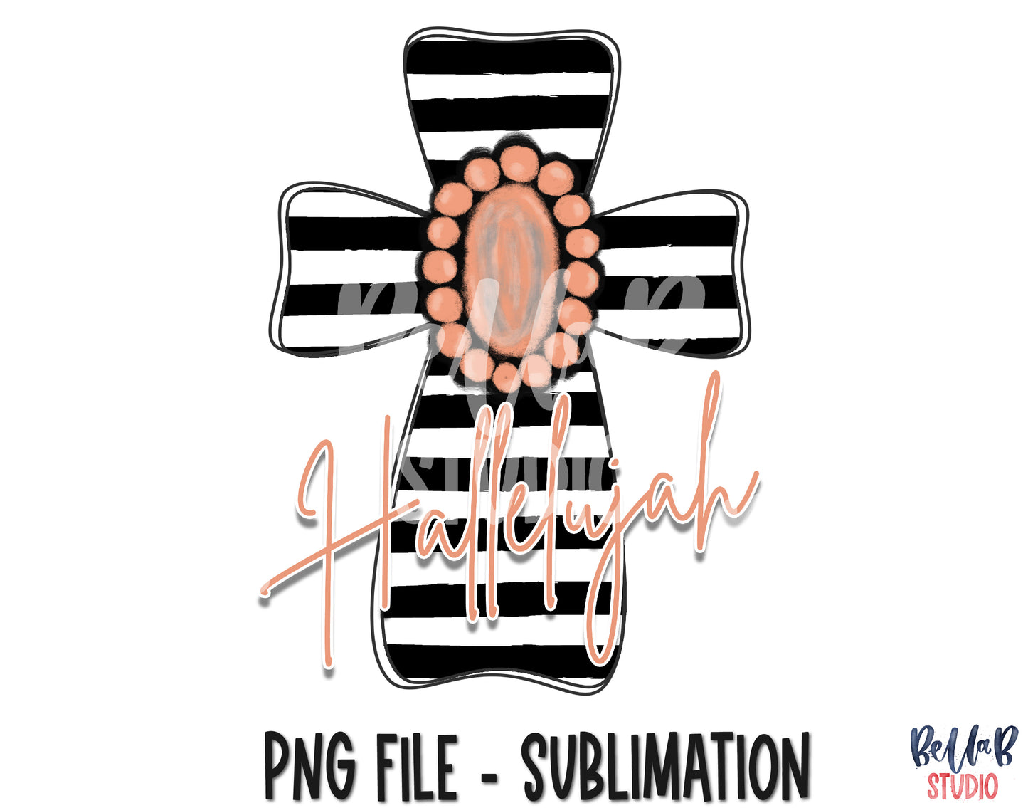 Hallelujah Cross With Pink Gem Sublimation Design