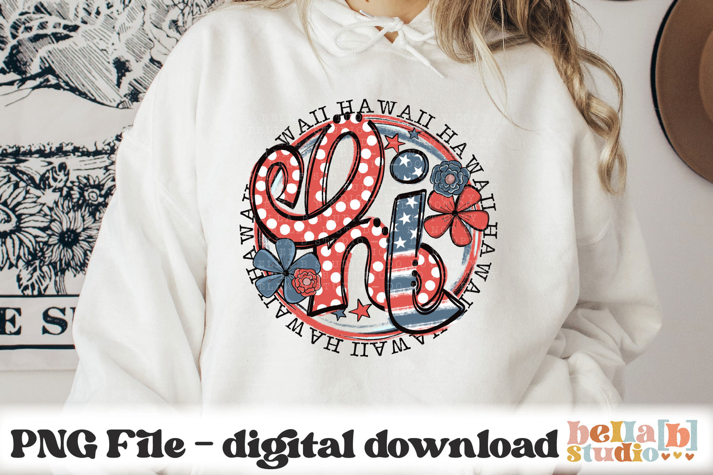 Hawaii Retro Flowers PNG Design