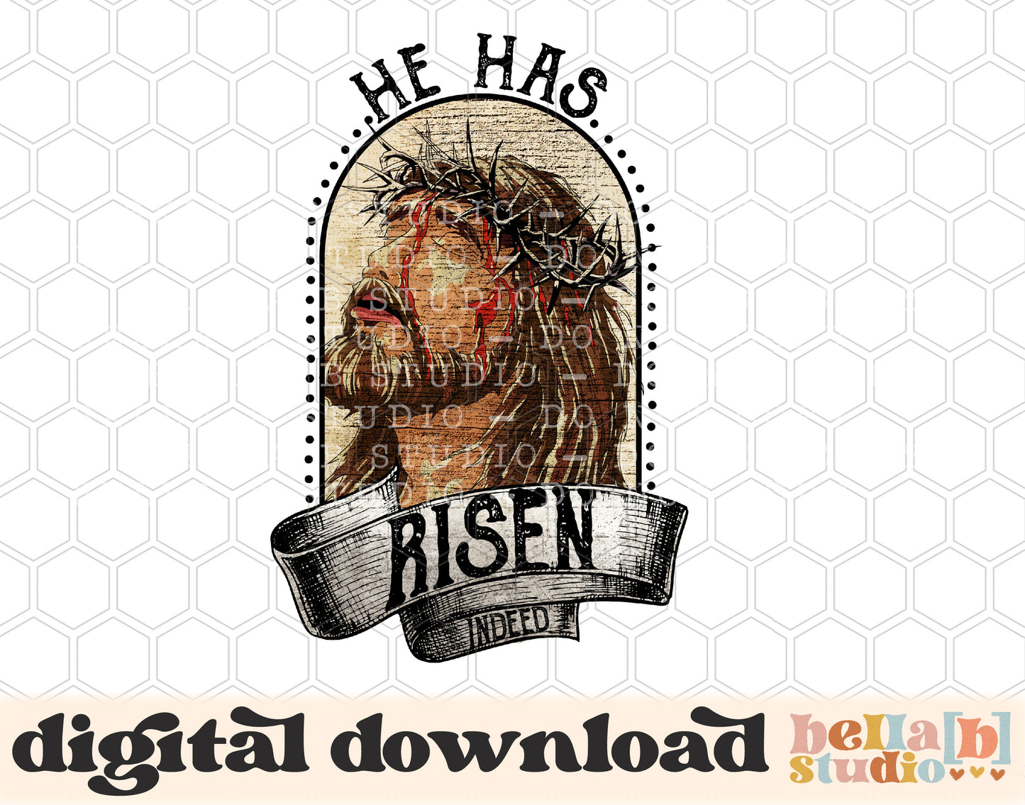 He Has Risen Vintage Jesus PNG Sublimation Design