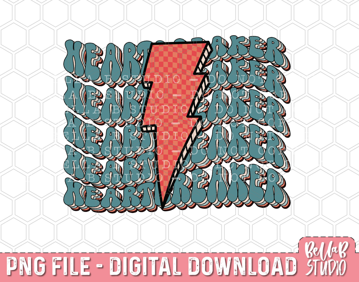 Blue Retro Heartbreaker Bolt PNG Sublimation Design