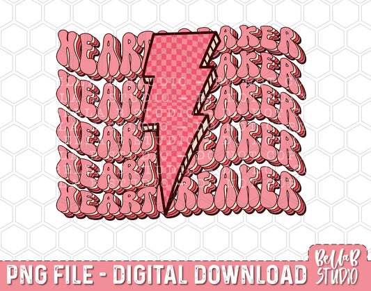 Pink Retro Heartbreaker Bolt PNG Sublimation Design