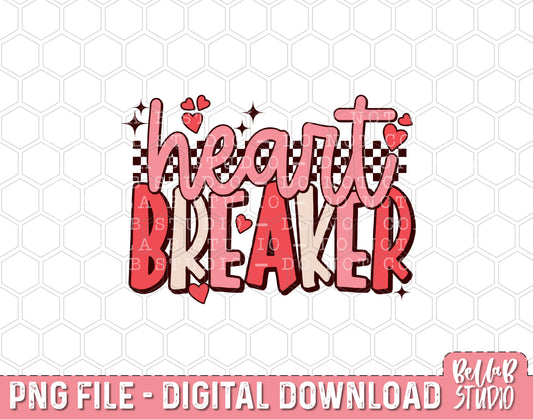 Pink Checkered Retro Heartbreaker Bolt PNG Sublimation Design