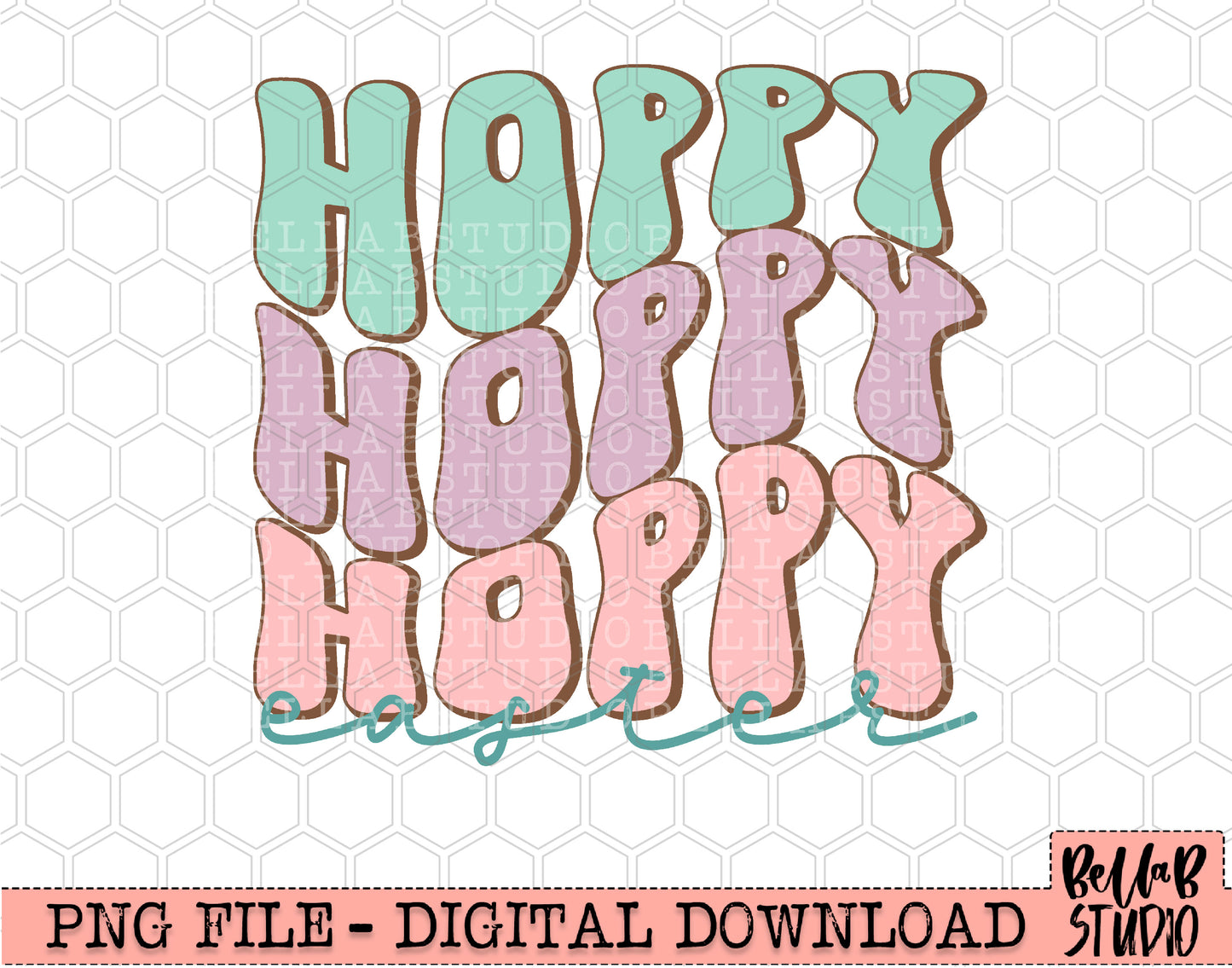 Retro Wave Hoppy Easter PNG Sublimation Design