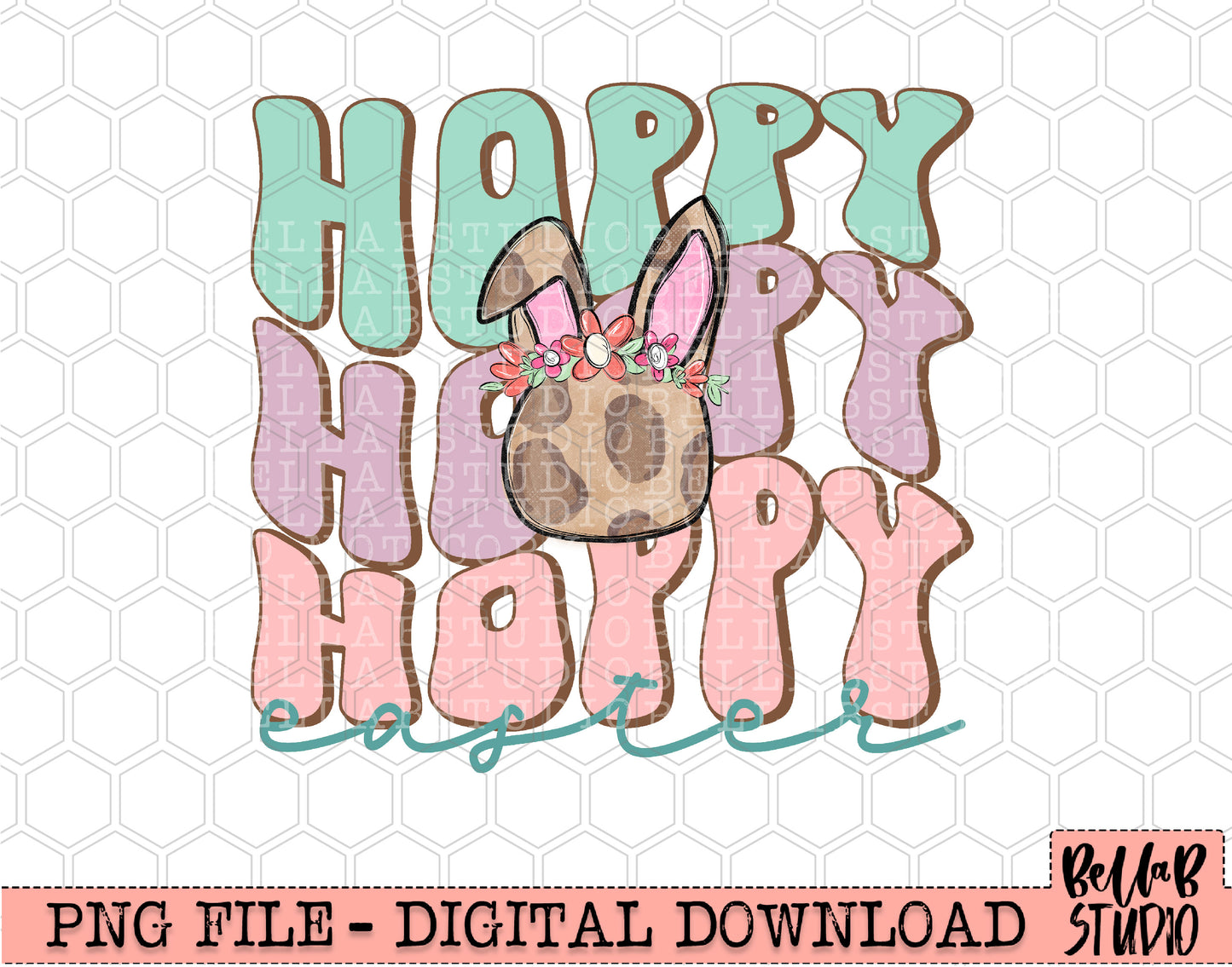 Retro Wave Hoppy Easter PNG Sublimation Design