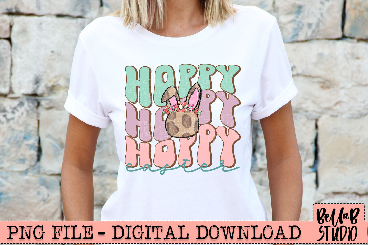 Retro Wave Hoppy Easter PNG Sublimation Design